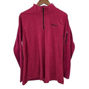 Rocky 1/4 Zip Fleece Pullover Mens Sz L Red Maroon Lined Jacket Outdoor Pocket